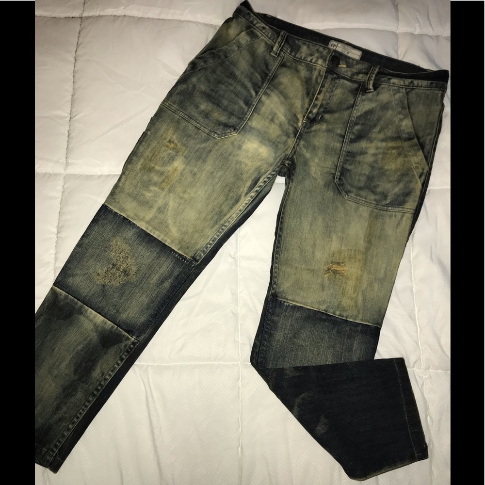 Free People Dark Destroyed Skinny Ankle Jeans